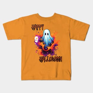 Spooky Ghost Happy Halloween Kids T-Shirt